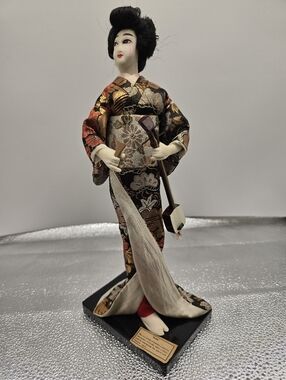 Vintage 12" Japanese Nishi Doll Geisha with Original Mini Shamisen and Bachi